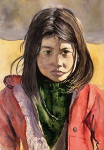 El retrato de una niña asiática